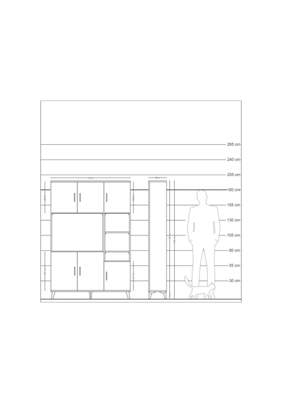 Arges Dolap 10 Raflı 6 Kapaklı 132x30x195 Antrasit-antrasit/çam Antrasit
