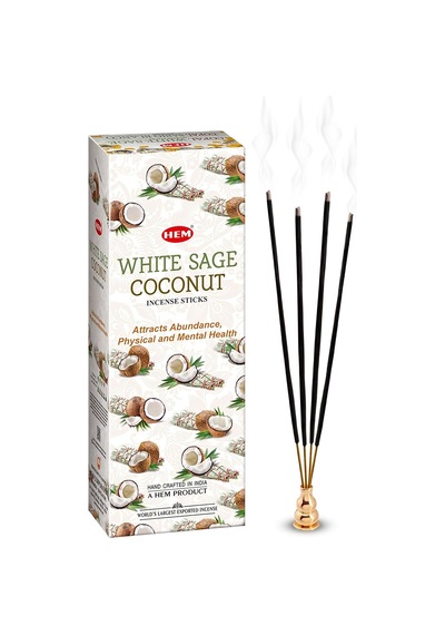 White Sage Coconut Çubuk Tütsü - Hindistan Cevizi Adaçayı Kokusu 20 Adet