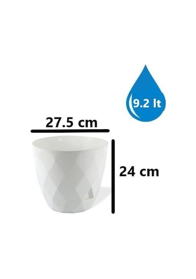 Omnipazar Krs-455 Yakamoz Tabaklı Plastik Saksı Takımı 9.2 Litre No 5 Beyaz