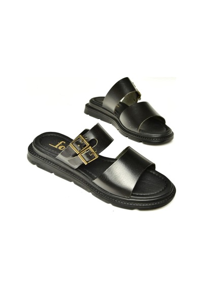 Fox Shoes U291099503 Siyah Hakiki Deri Kadın Terlik Siyah-hakiki Deri Çok Renkli