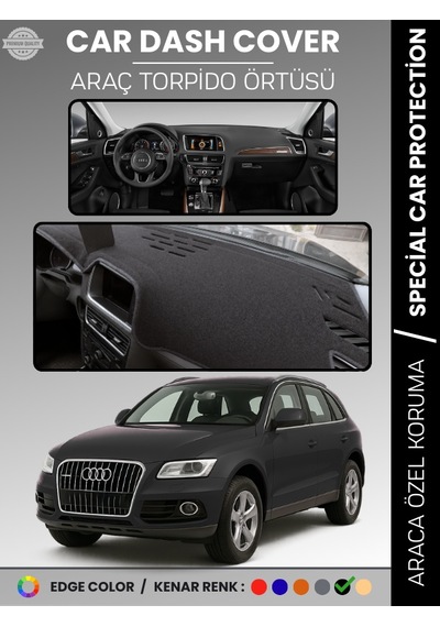Audi Q5 2008-2017 Torpido Örtüsü Ön Göğüs Koruma Torpido Koruma Araca Özel Kaymaz Kolay Montaj Siyah