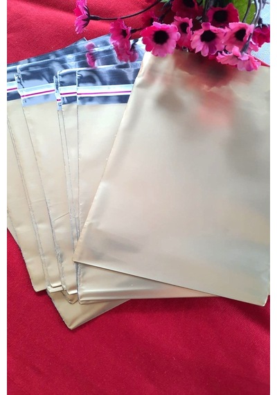 Janjanlı Hediye Paketi Yapışkanlı Gold 10 Adet 15 x 25 CM