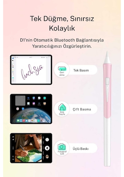 Metapen Apple Uyumlu iPad Air 11 İle Uyumlu Profesyonel Avuç İçi Red Ve Eğim Duyarlı Bluetoothlu Tablet Kalemi Beyaz