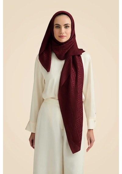 Imannoor İmannoor İman Kare Bordo Naia Pamuk Şal 241-3007-023 Bordo