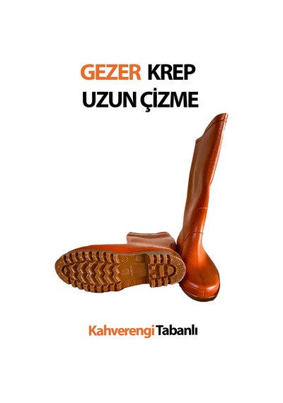 Gezer Krep Uzun Çizme Kahverengi Tabanlı