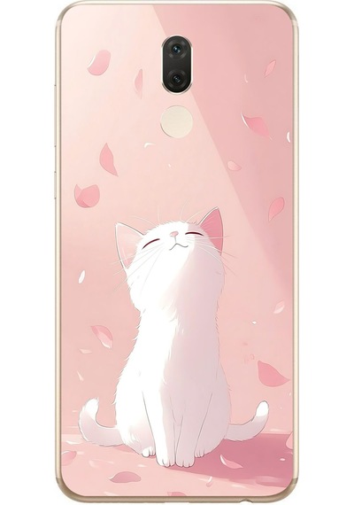 Huawei Mate 10 Lite Uyumlu Minnoş Kedi Baskılı Silikon Kılıf Renkli