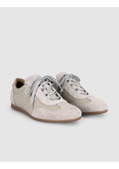 Krem Hakiki Deri Kadın Sneaker Ayakkabı