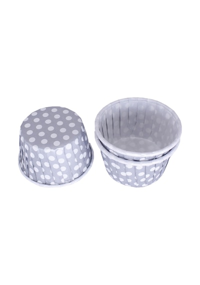 Cupcake Kalıbı Orta Boy 50x39 Mm 100 Adet Puantiyeli Gümüş