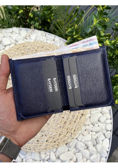 Bayderi Cacna Hakiki Deri Kibar Erkek Cüzdan - Lacivert
