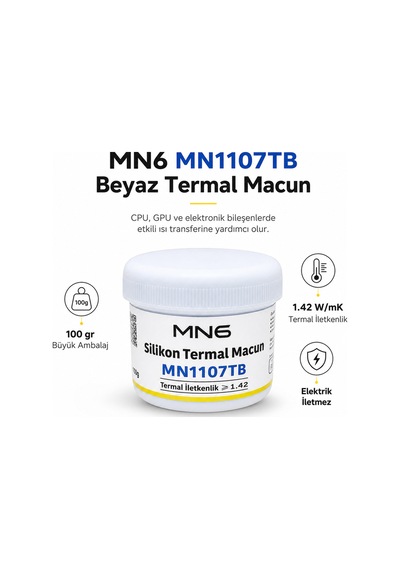 Mn1107tb 100 Gr Beyaz Termal Macun 1.42 W/mk Cpu Gpu Chipset Led Modül Elektronik Bakım Soğutucu Macunu