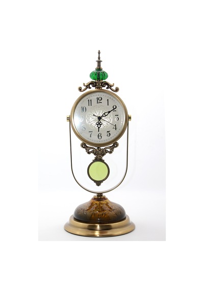 3 Adet Masa Üstü Saat Sarkaçlı Birinci Derece Metal Gövde, 40x17 Cm Ölçü, Table Clock, Pendulum, Alk1601