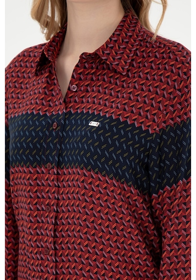U.s. Polo Assn. Kadın Bordo Gömlek Desenli 50291099-vr014 Bordo