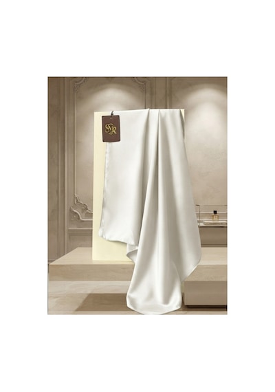 Flora Tekstil Kristal Eşarp Parlak Saten Dokulu Tesettür Abiye Eşarp 95x95 Cm Ekru