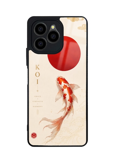 Omix X6 Minimal Koi Grace Tasarımlı Glossy Telefon Kılıfı Krem