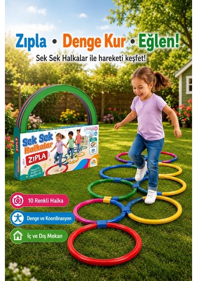 Sek Sek Halka Oyunu 10 Renkli Halka Birleştirmeli Parkur Oyuncağı Denge Ve Koordinasyon Eğitici Oyuncak