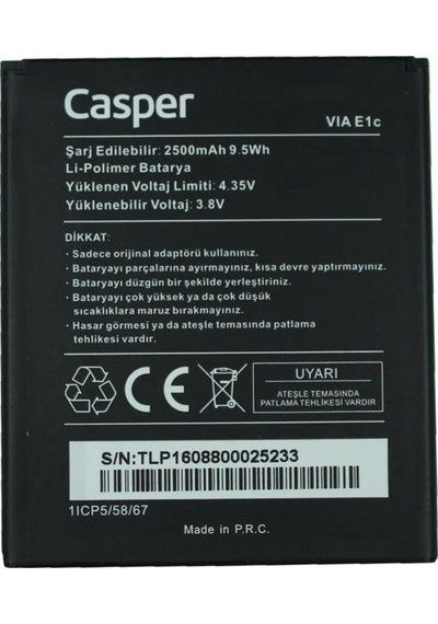 Casper Via E1c Batarya Pil 2500mAh