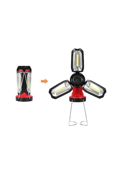 Şarjlı Katlanabilir 3 Xcob Led + 3w Led Çok Fonksiyonlu Kamp Feneri P-8801 Çok Renkli