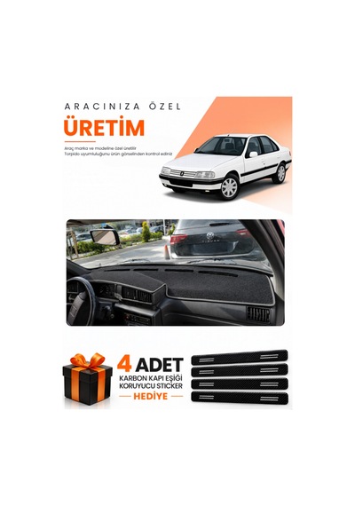 Peugeot 405 1987-1992 Uyumlu Torpido Koruma Örtüsü Oto Kılıfı - Siyah Gri