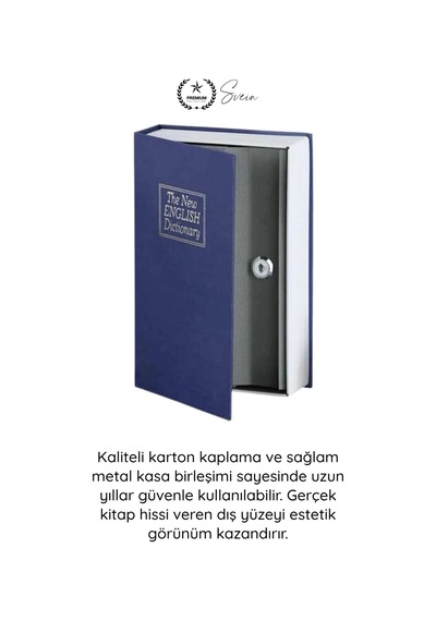 Kasa Kilitli Gizli Kasa Kitap Görünümlü Sözlük Kumbara Para Takı Evrak Saklama Kutusu Anahtarlı Çel Çok Renkli