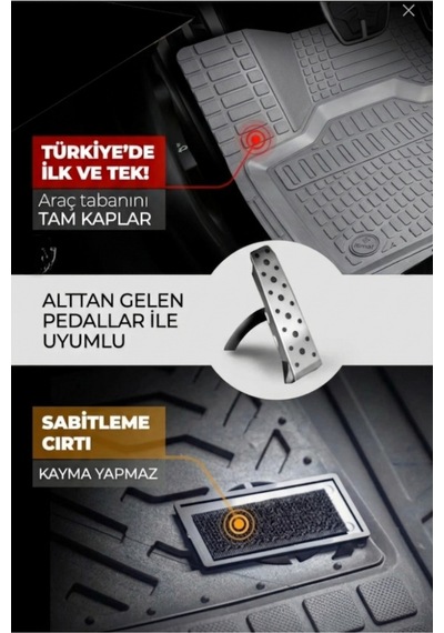 Hyundai İ30 Premium Üniversal Oto Paspas Gri 4d Havuzlu
