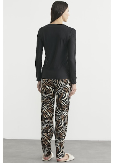Sementa Leopar Kombinli Pijama Takım - Siyah Siyah