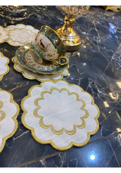 Galaxy Gold 6'lı Linen Keten Kahve Yanı Kokteyl Sunum Parti Peçet