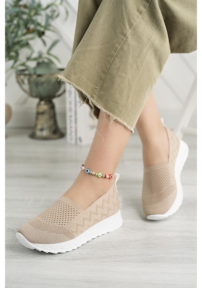 Nesilshoes Nesil Shoes Aky 055 Nude Triko Yazlık Kadın Ayakkabı Ten