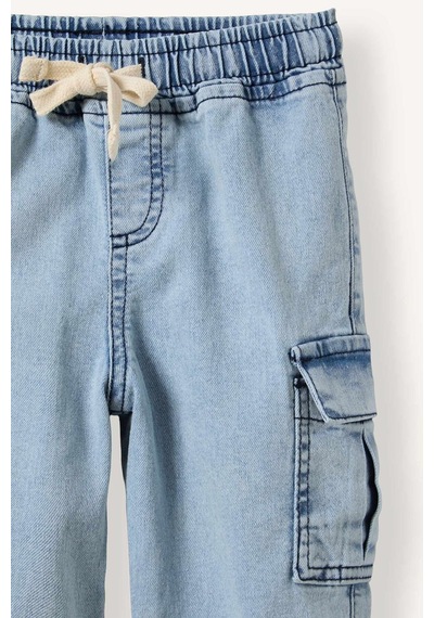 Defacto Kargo Cepli Beli Lastikli Jogger Fit Jean Pantolon Erkek Bebek F3761a526aunm39 Mavi-nm39
