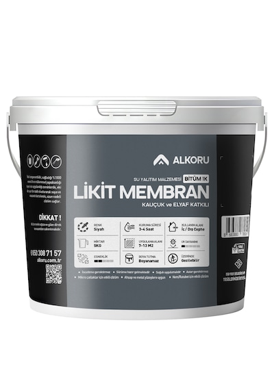 Alkoru 5 Kg Bitüm 1k Likit Membran Kauçuk Ve Elyaf Katkılı