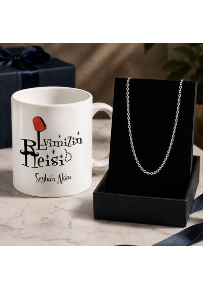 Bk Gift Kişiye Özel Babalar Günü Tasarımlı Beyaz Kupa & Forse Zincir Kolye -9, Babalar Günü Hediyesi Gümüş