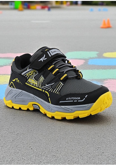 Khayt Ferrex Su Ve Soğuk Dayanıklı Kaymaz Taban Kışlık Unisex Çocuk Spor Ayakkabı Füme - Sarı