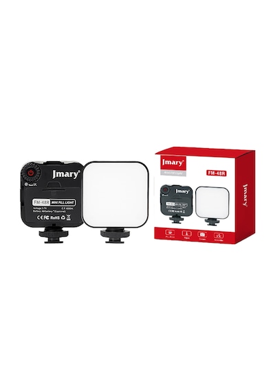 Jmary Fm-48r Mini Fill Light Telefon-kamera Üstü Pilli Aydınlatma Işığı Siyah