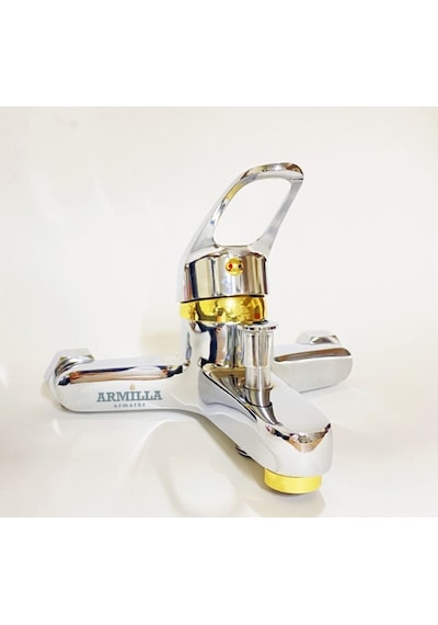 Krom Gold Banyo Duş Musluğu Bataryası Sıcak Soğuk Çift Su Girişli Diğer