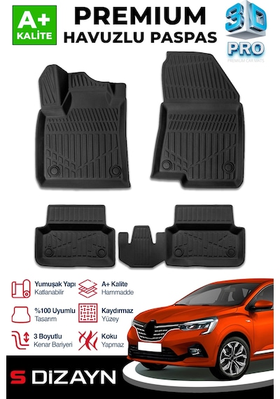 S-dizayn Renault Taliant 3d Pro Havuzlu Paspas 2021 Üzeri A+ Kalite