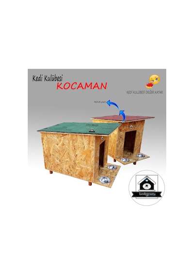 Kedigram Kedi Kulübesi Kocaman Red Kedi Evi Shingle Çatı Kaplamalı