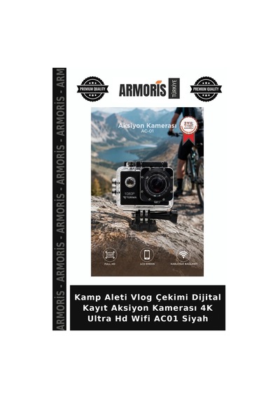 Kamp Aleti Vlog Çekimi Dijital Kayıt Aksiyon Kamerası 4k Ultra Hd Wifi Ac01 Siyah