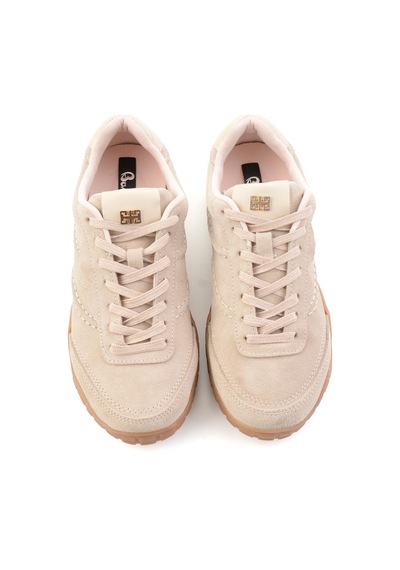 Bambi Bej Süet Hakiki Deri Kadın Sneaker K01753516102