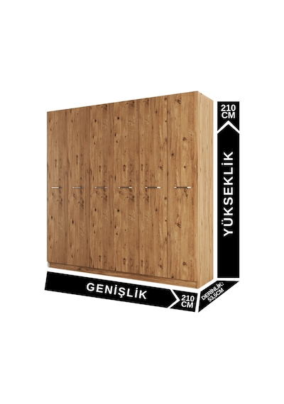 Aeka Ae-2190 Hisar 6 Kapaklı Çok Bölmeli Askılı Ve Raflı Geniş Hacimli Gardırop 210x210 Cm Atlantik Çam - Atlantik Çam Aeka Ae-2190 Hisar 6 Kapaklı Çok Bölmeli Askılı Ve Raflı Geniş Hacimli Gardırop 210x210 Cm Atlantik Çam - Atlantik Çam
