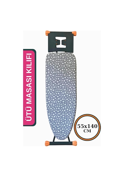 Lexroo Asev Home Ütü Masası Kılıfı Keçeli İpli Stoperli Büyük Boy 55x140 Cm Ahter Gri