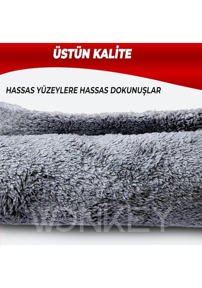 Wonkey - Pasta Cila Wax Parlatma Havlusu, Mikrofiber Peluş Oto Araba Temizlik Cilalama Bezi, Kenarsız Lazer Kesim Arab Diğer