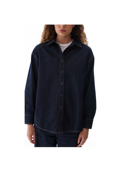 Penti Koyu Denim Relax Shirt Uzun Kollu Bluz Koyu Denım