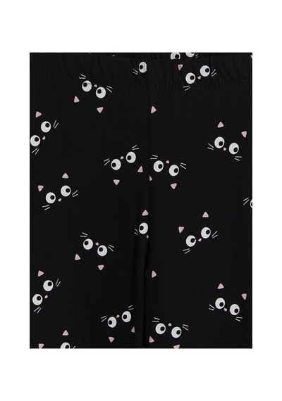 Lcw Young Siyah Bisiklet Yaka Baskılı Kadın Pijama Takım