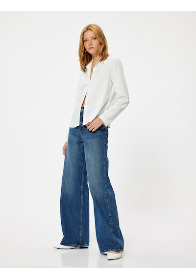 Koton Uzun Kollu Saten Gömlek Slim Fit Klasik Yaka Beyaz 5wak60006pw Beyaz