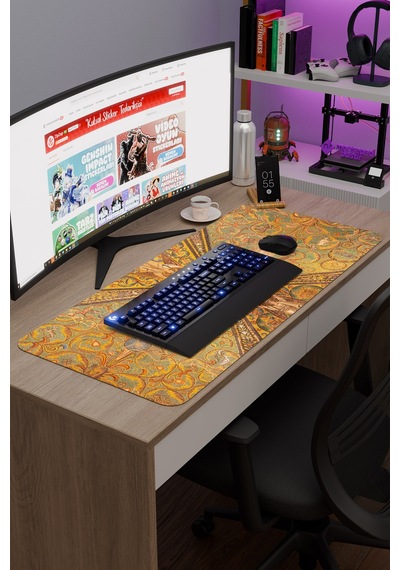 Ortaçağ Sanat Kaymaz Dikişli Kauçuk Oyuncu Mousepad V4 - 90x40 Xxl Gaming Mouse Pad Fare Altlığı
