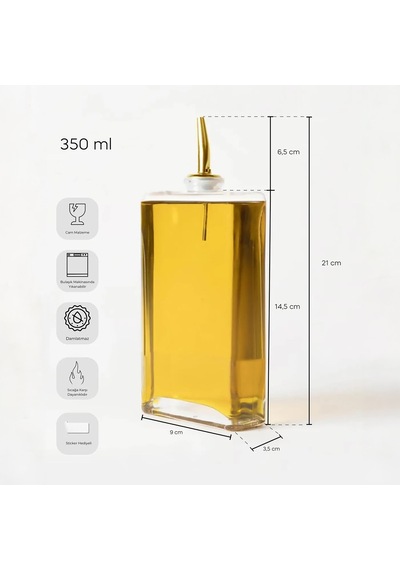 Perotti Molivet 3'lü Silver Kapak Cam Yağdanlık Sosluk Sirkelik 350-500-750 Ml Çok Renkli
