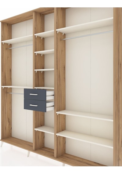 Arges Dolap 10 Raflı 2 Çekmeceli 3 Askılı 220x30x243 Çam-aytaşı/antrasit Aytası/antrasıt Arges Dolap 10 Raflı 2 Çekmeceli 3 Askılı 220x30x243 Çam-aytaşı/antrasit Aytası/antrasıt