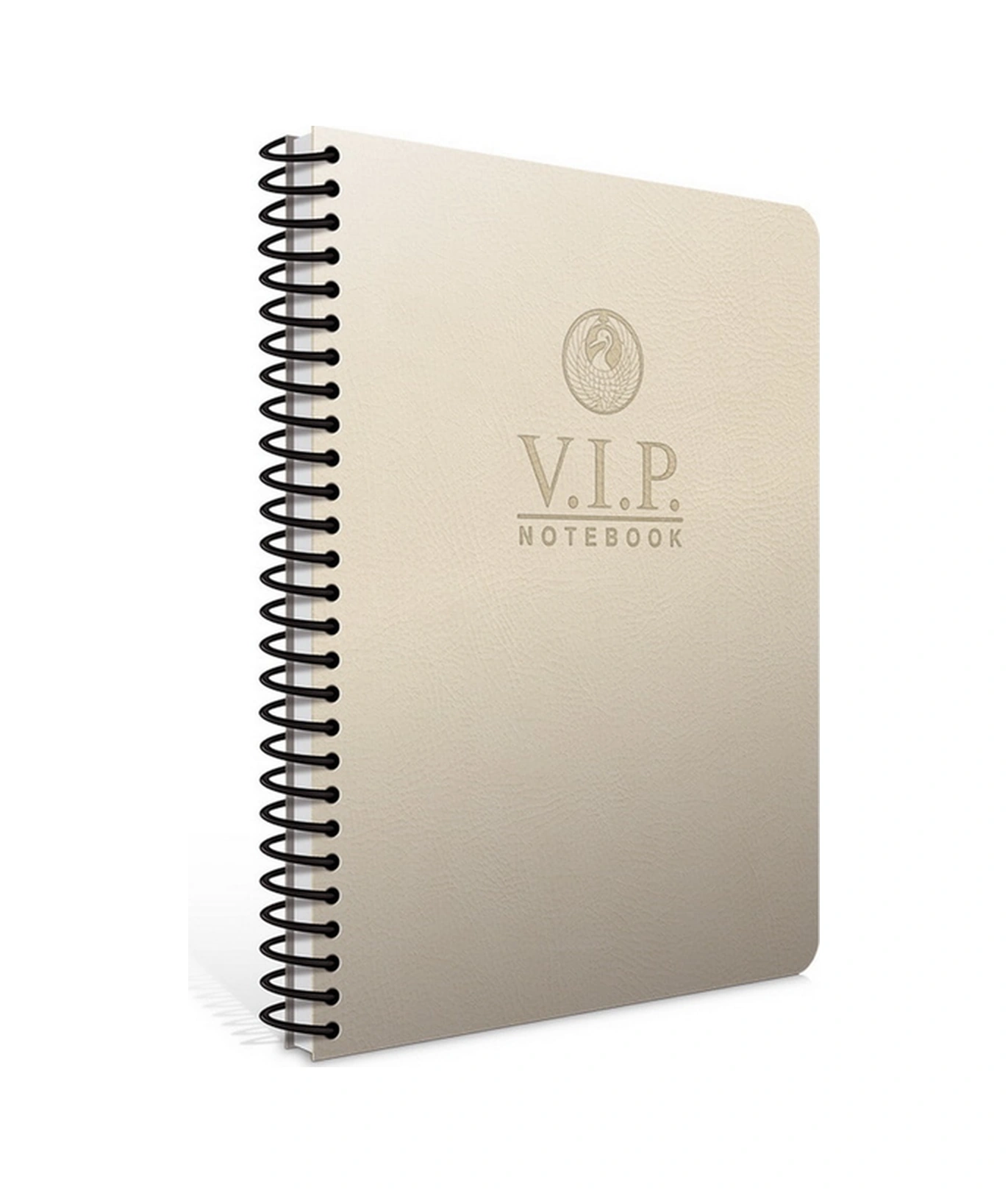 Vip 17x24 140 Yaprak Deri Kapak Spiralli Defter 1082 Çizgili Krem Krem