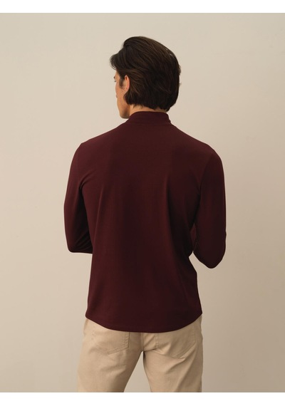 Xint Bordo Modal Dokulu Slim Fit Uzun Kollu Tişört 502040