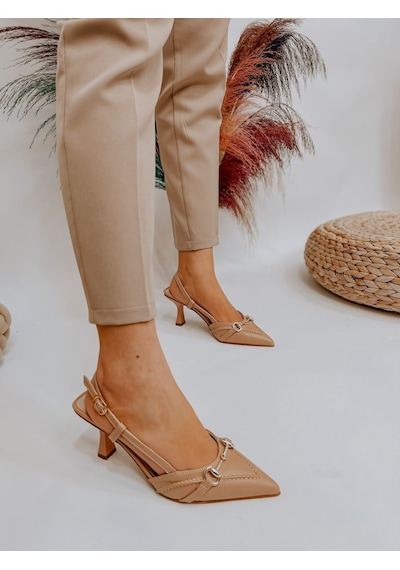 Ervanın Butiği Ten Deri (Moss) Toka Detay Kadın Stiletto Ten Rengi