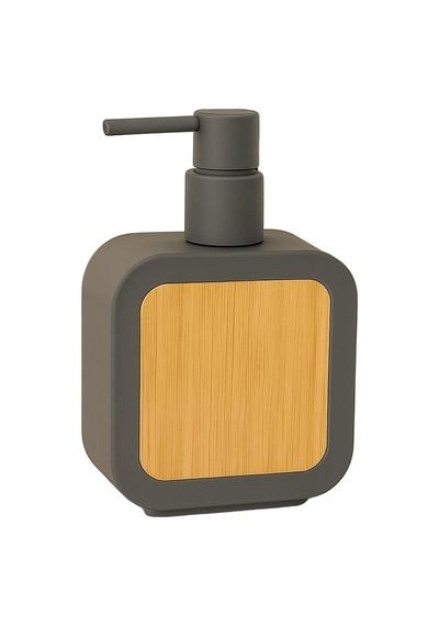 Mat Antrasit Sabunluk Ahşap Desenli Lüks, Ergonomik Tasarım, Ahşap Dispenser 000 Açık Krem